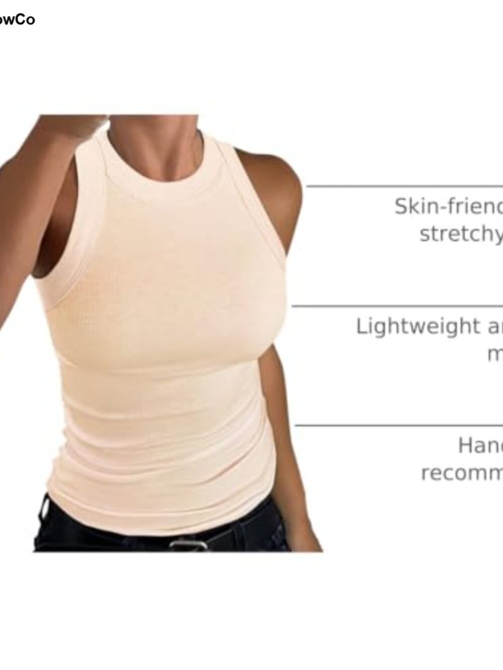 Sleeveless Racerback High Neck Ribbed Fitted Tank Top - Picture 3 of 6